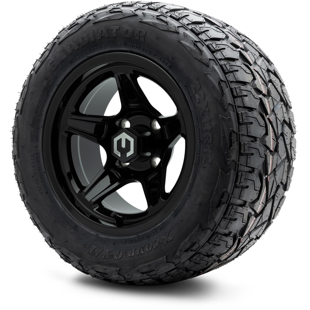 MODZ® 12" Drift Glossy Black - Lifted Tires and Wheels Combo
