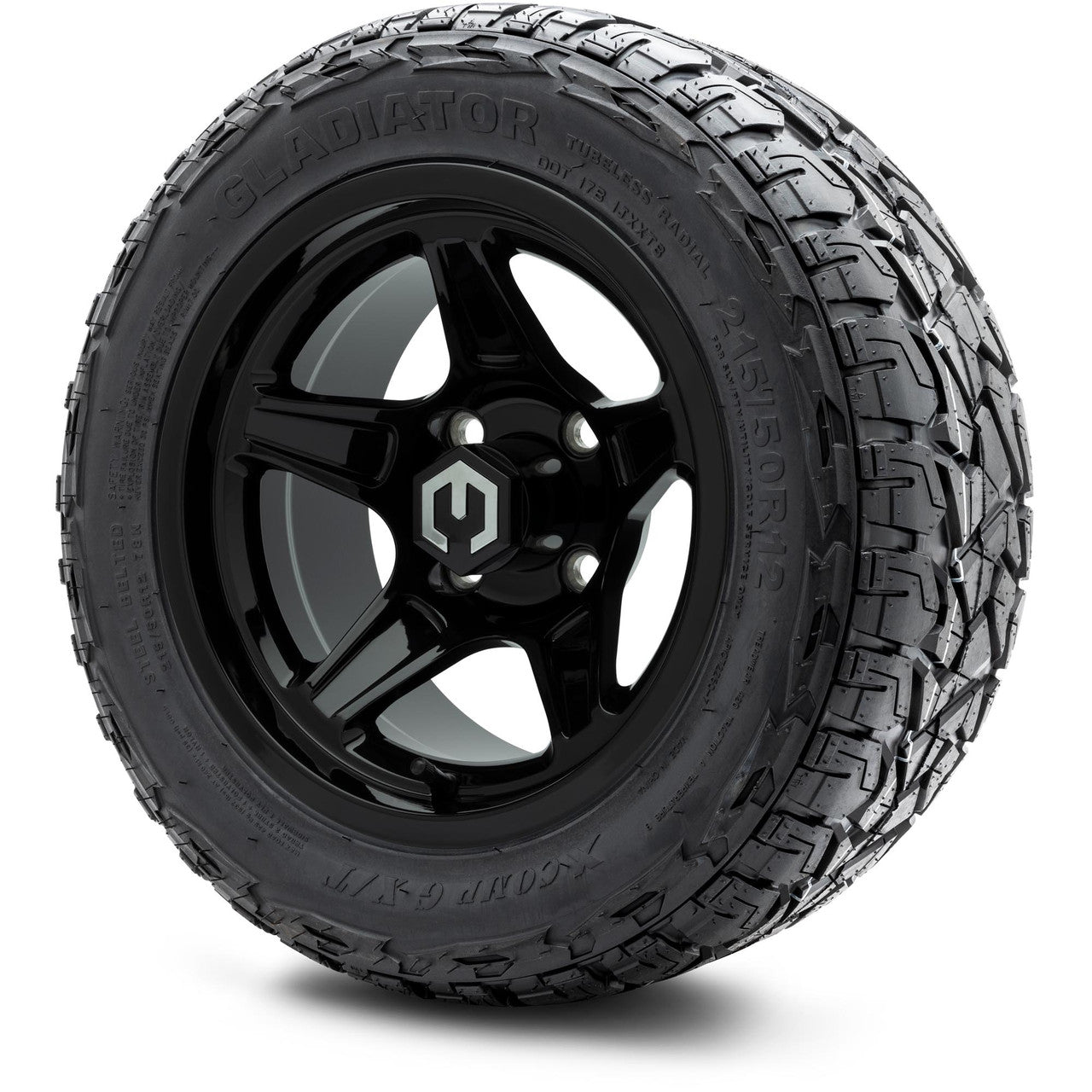 MODZ® 12" Drift Glossy Black - Lifted Tires and Wheels Combo