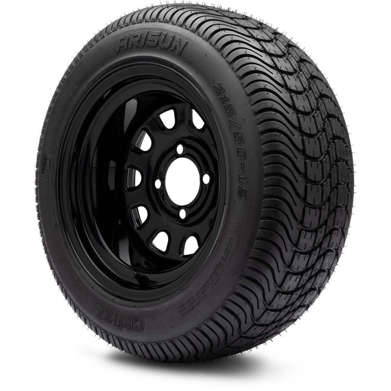 MODZ® 12" Steel D-Window Glossy Black - LowPro Tires and Wheels Combo