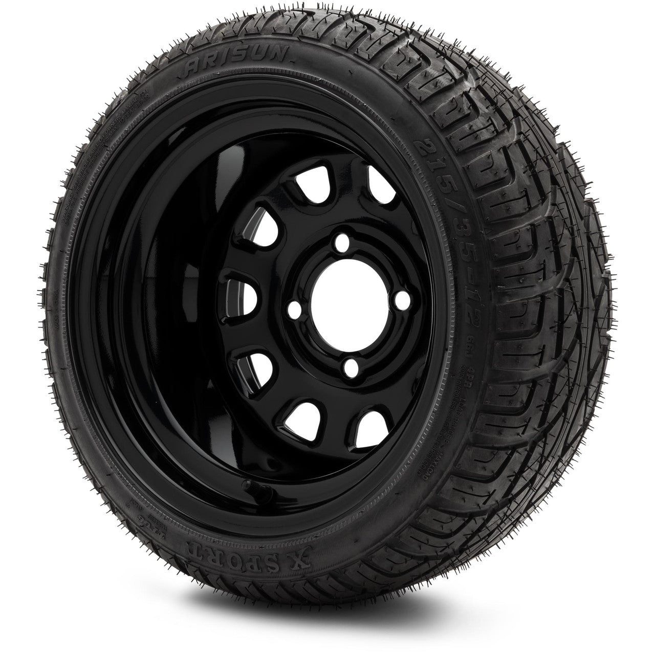 MODZ® 12" Steel D-Window Glossy Black - LowPro Tires and Wheels Combo