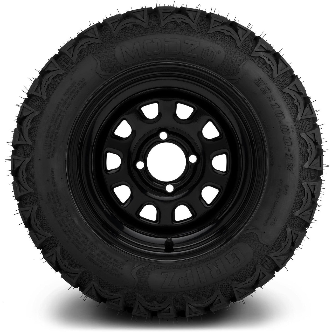 MODZ® 12" Steel D-Window Glossy Black - Lifted Tires and Wheels Combo