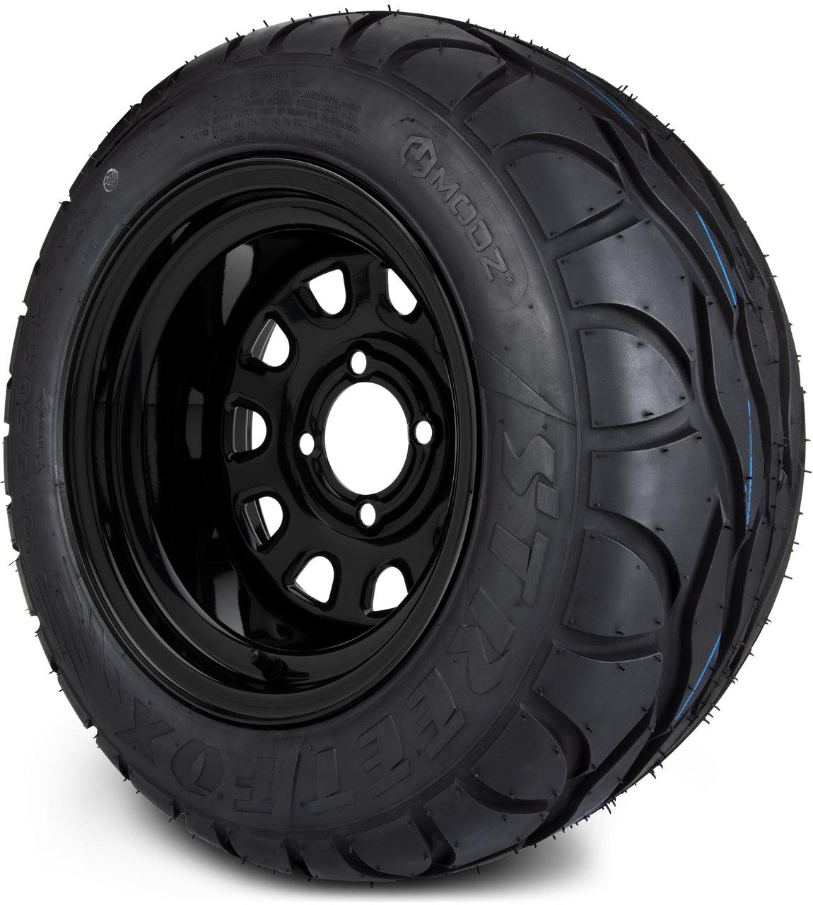 MODZ® 12" Steel D-Window Glossy Black - LowPro Tires and Wheels Combo