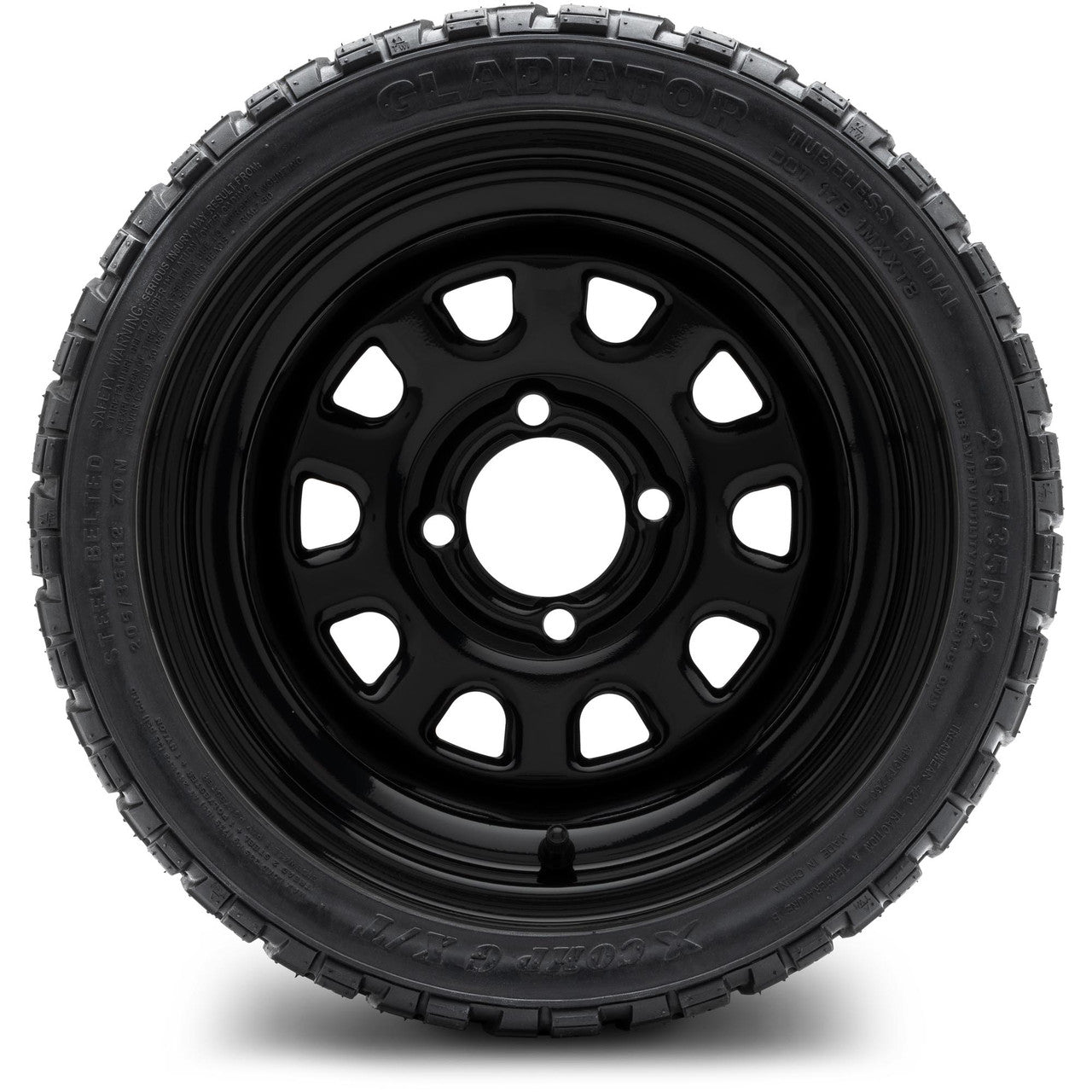 MODZ® 12" Steel D-Window Glossy Black - LowPro Tires and Wheels Combo