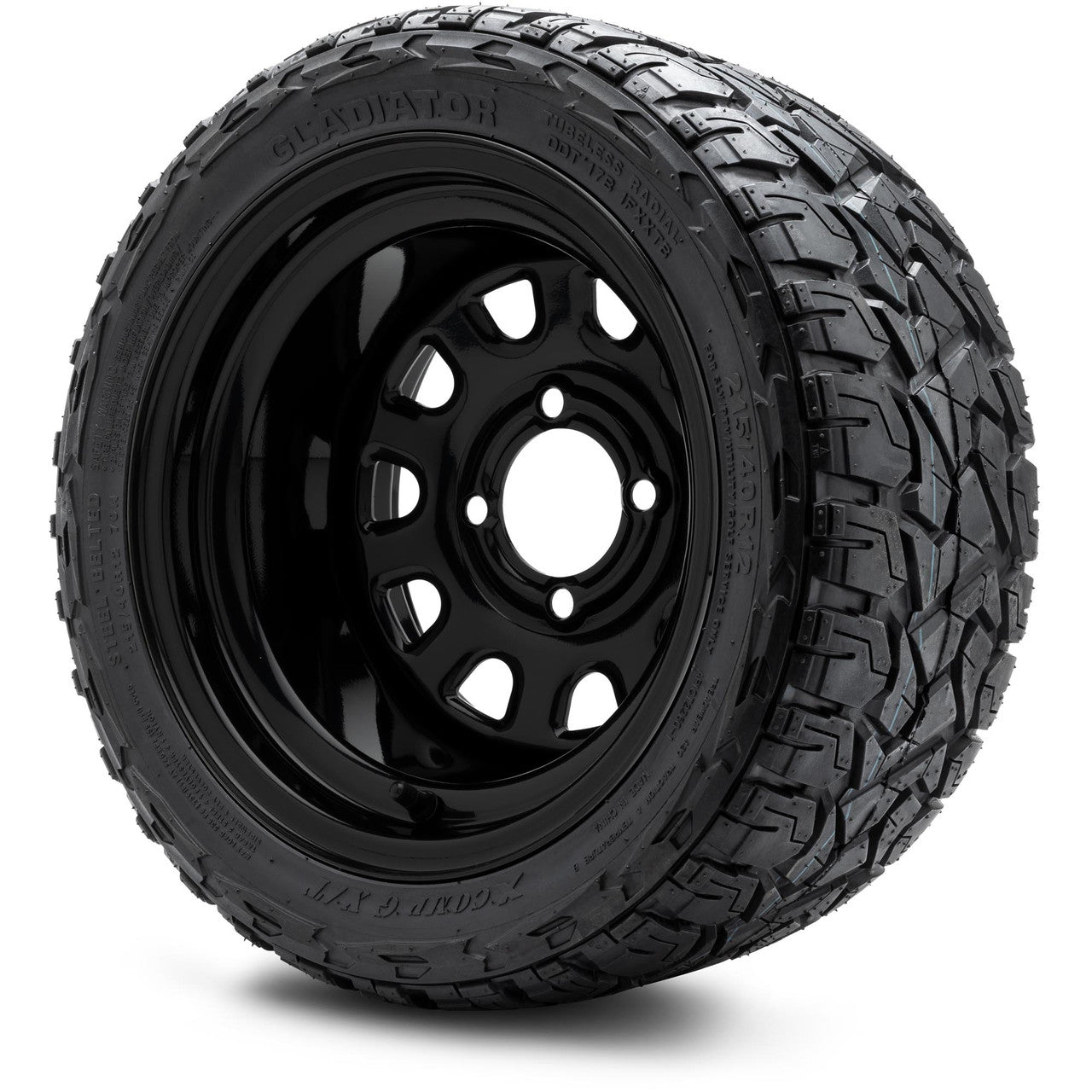 MODZ® 12" Steel D-Window Glossy Black - LowPro Tires and Wheels Combo