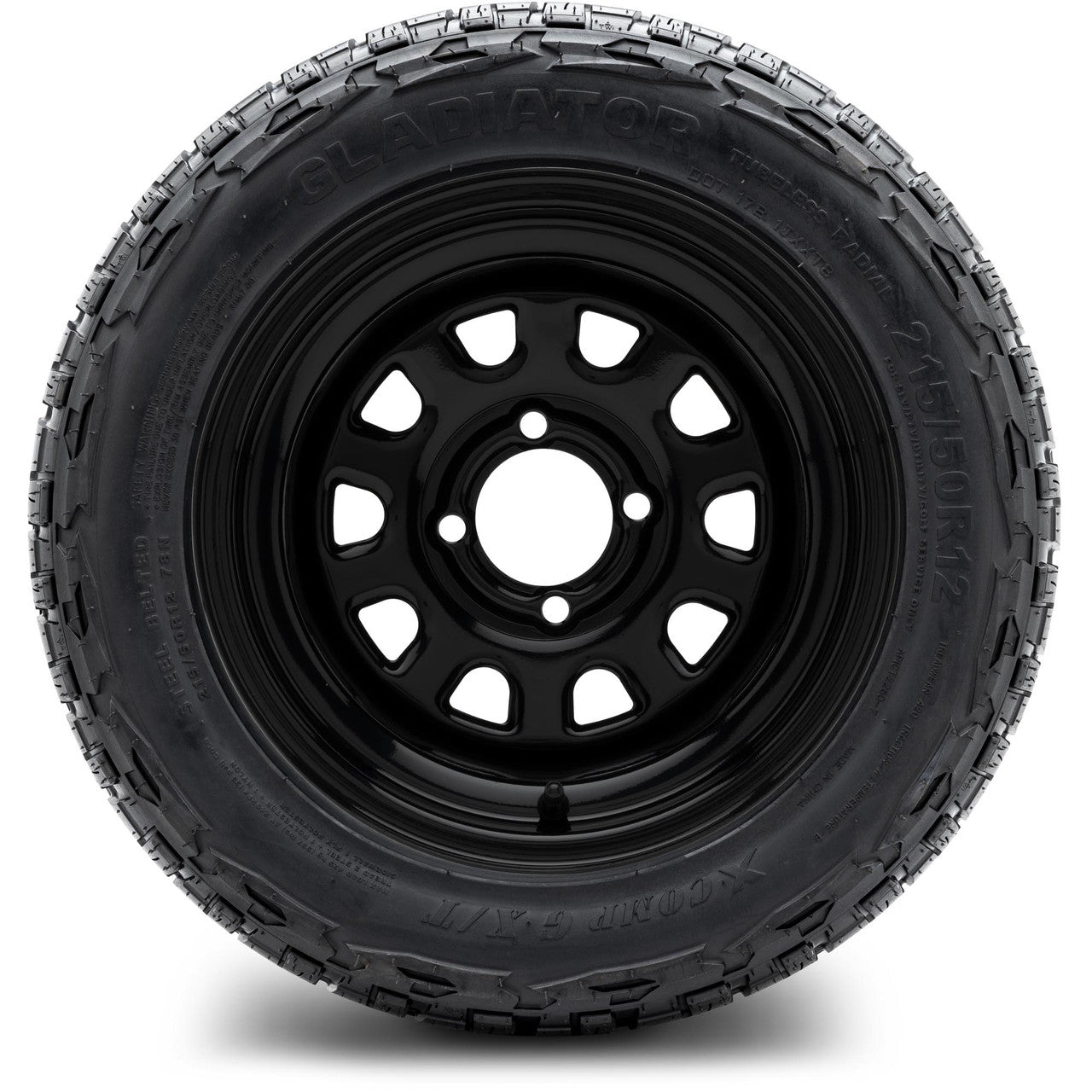 MODZ® 12" Steel D-Window Glossy Black - Lifted Tires and Wheels Combo