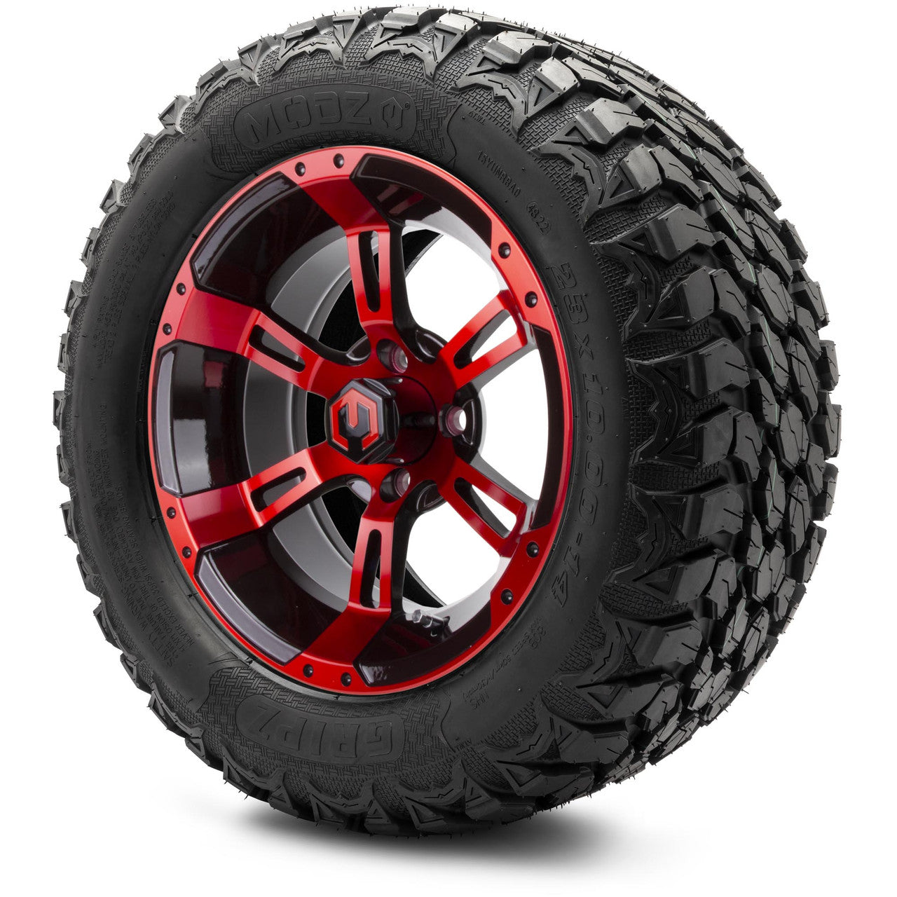MODZ® 14" Ambush Red and Black - Lifted Tires and Wheels Combo