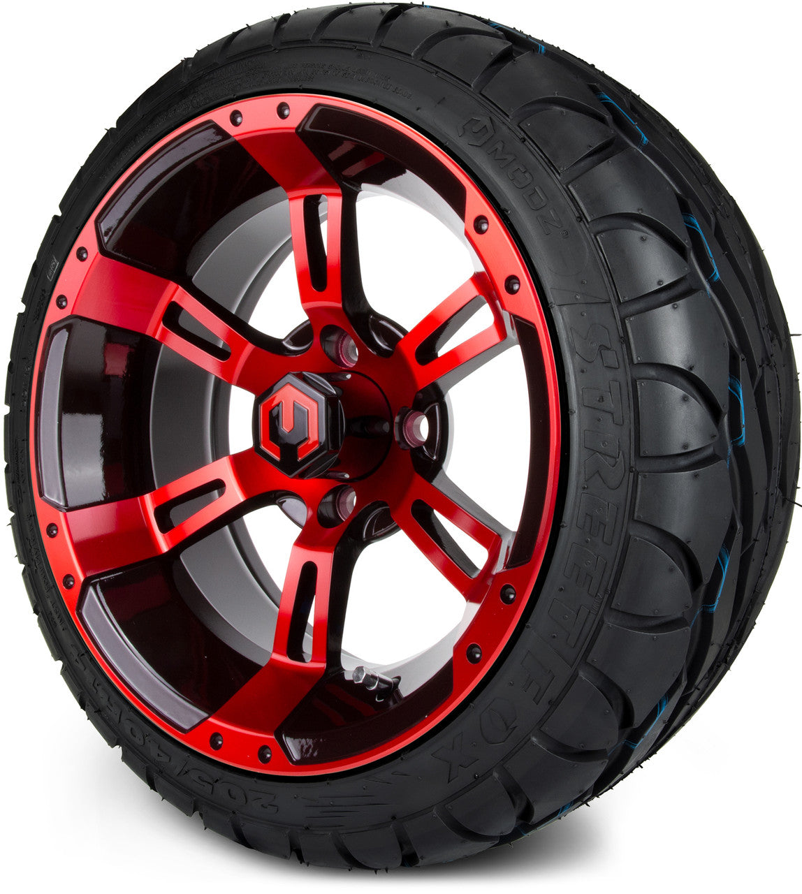MODZ® 14" Ambush Red and Black - Low Profile Tires and Wheels Combo