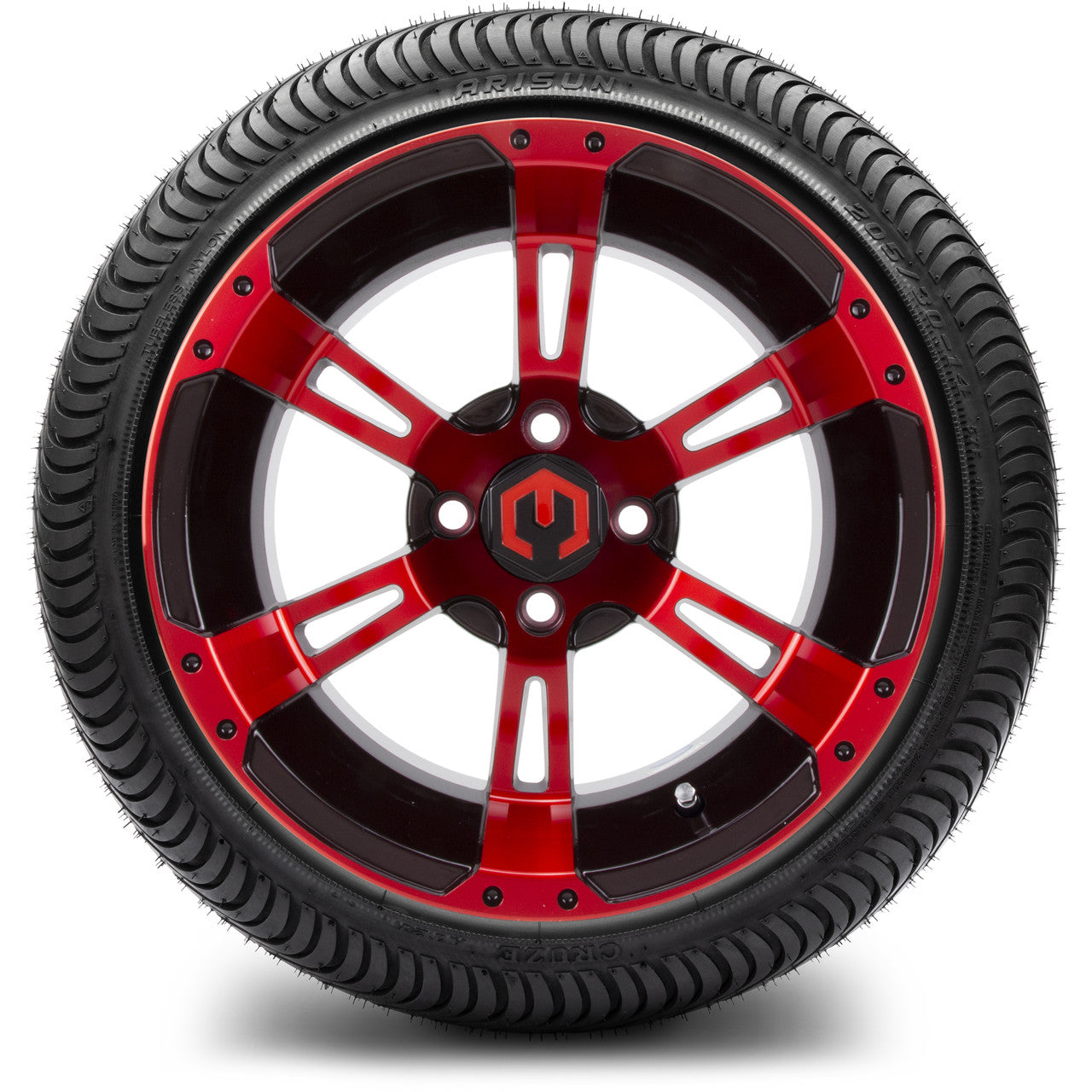 MODZ® 14" Ambush Red and Black - Low Profile Tires and Wheels Combo