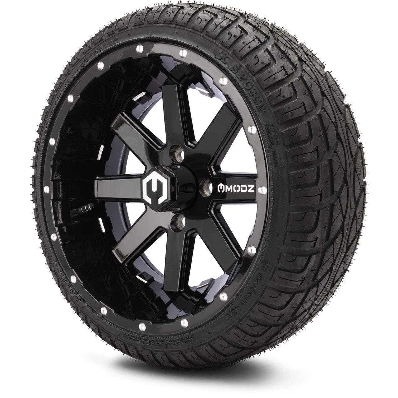 MODZ® 14" Assault Glossy Black Ball Mill - LowPro Street Tire and Wheels Combo