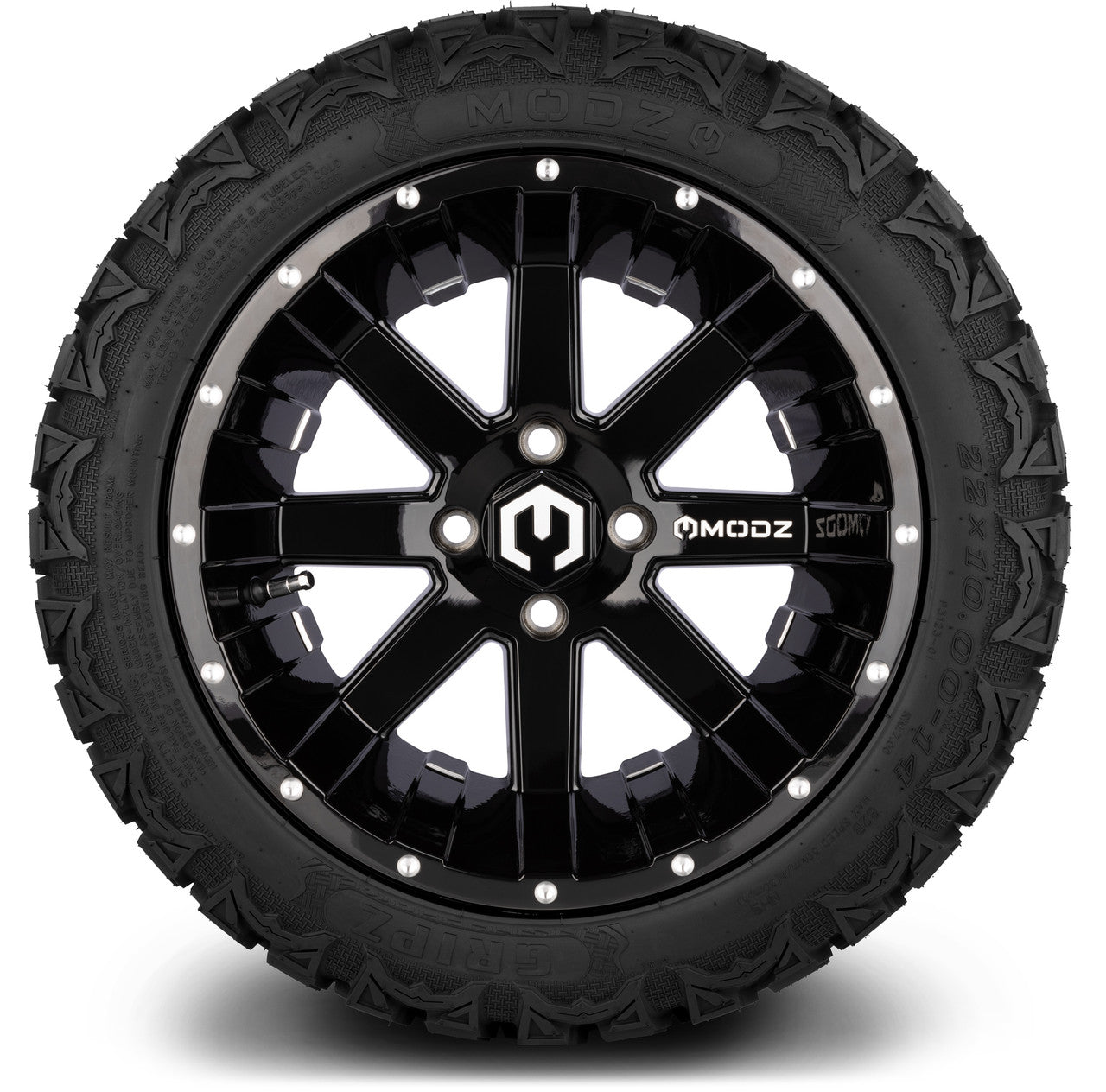 MODZ® 14" Assault Glossy Black Ball Mill - Lifted Tires and Wheels Combo