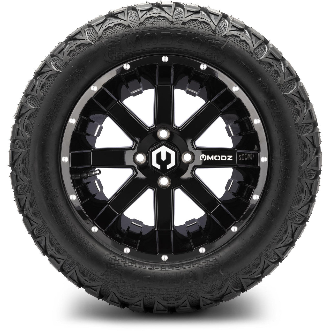 MODZ® 14" Assault Glossy Black Ball Mill - Lifted Tires and Wheels Combo