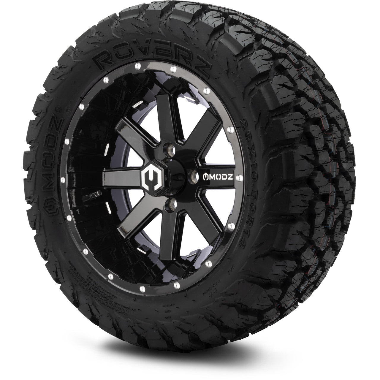 MODZ® 14" Assault Glossy Black Ball Mill - Lifted Tires and Wheels Combo