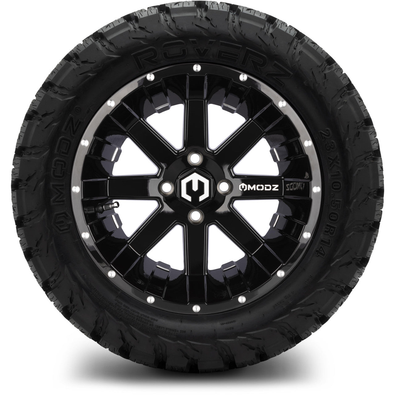 MODZ® 14" Assault Glossy Black Ball Mill - Lifted Tires and Wheels Combo