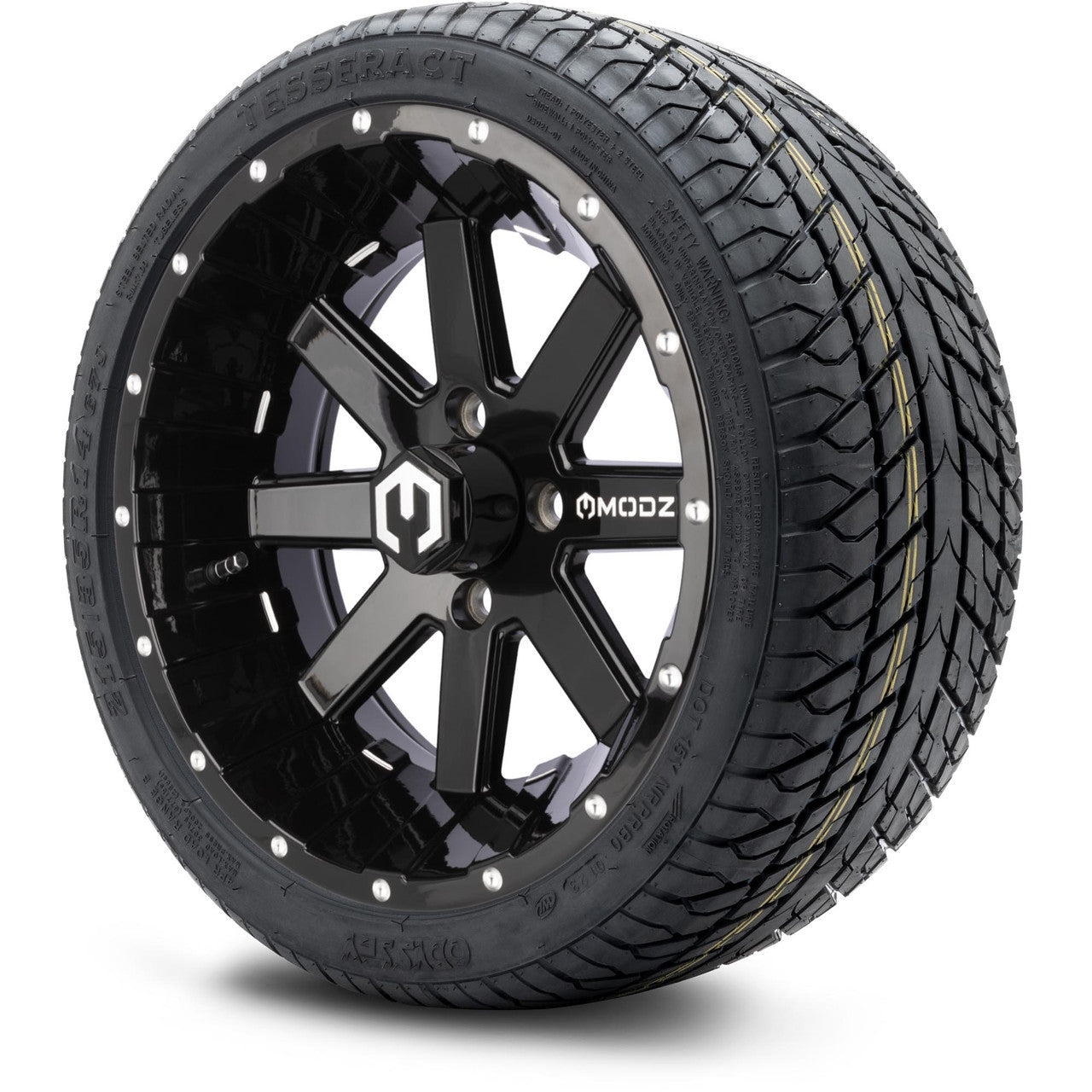 MODZ® 14" Assault Glossy Black Ball Mill - LowPro Street Tire and Wheels Combo