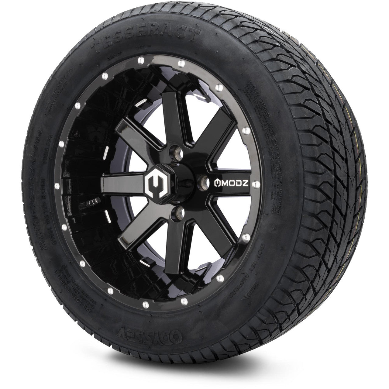MODZ® 14" Assault Glossy Black Ball Mill - Lifted Tires and Wheels Combo
