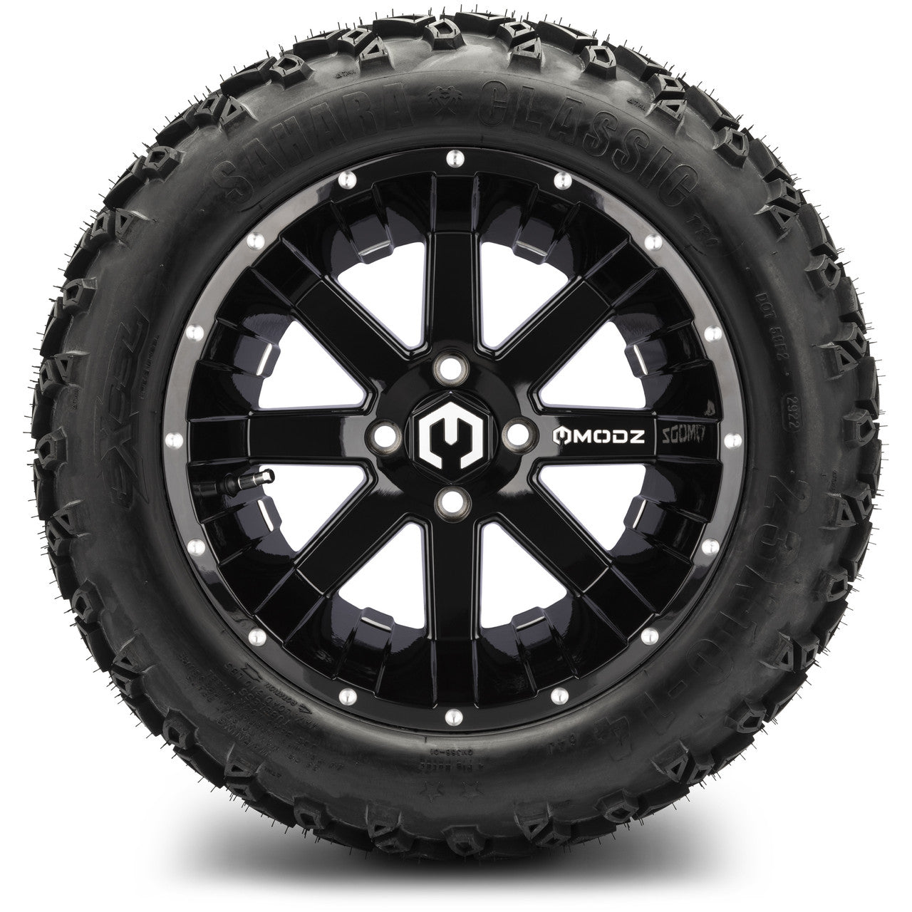 MODZ® 14" Assault Glossy Black Ball Mill - Lifted Tires and Wheels Combo