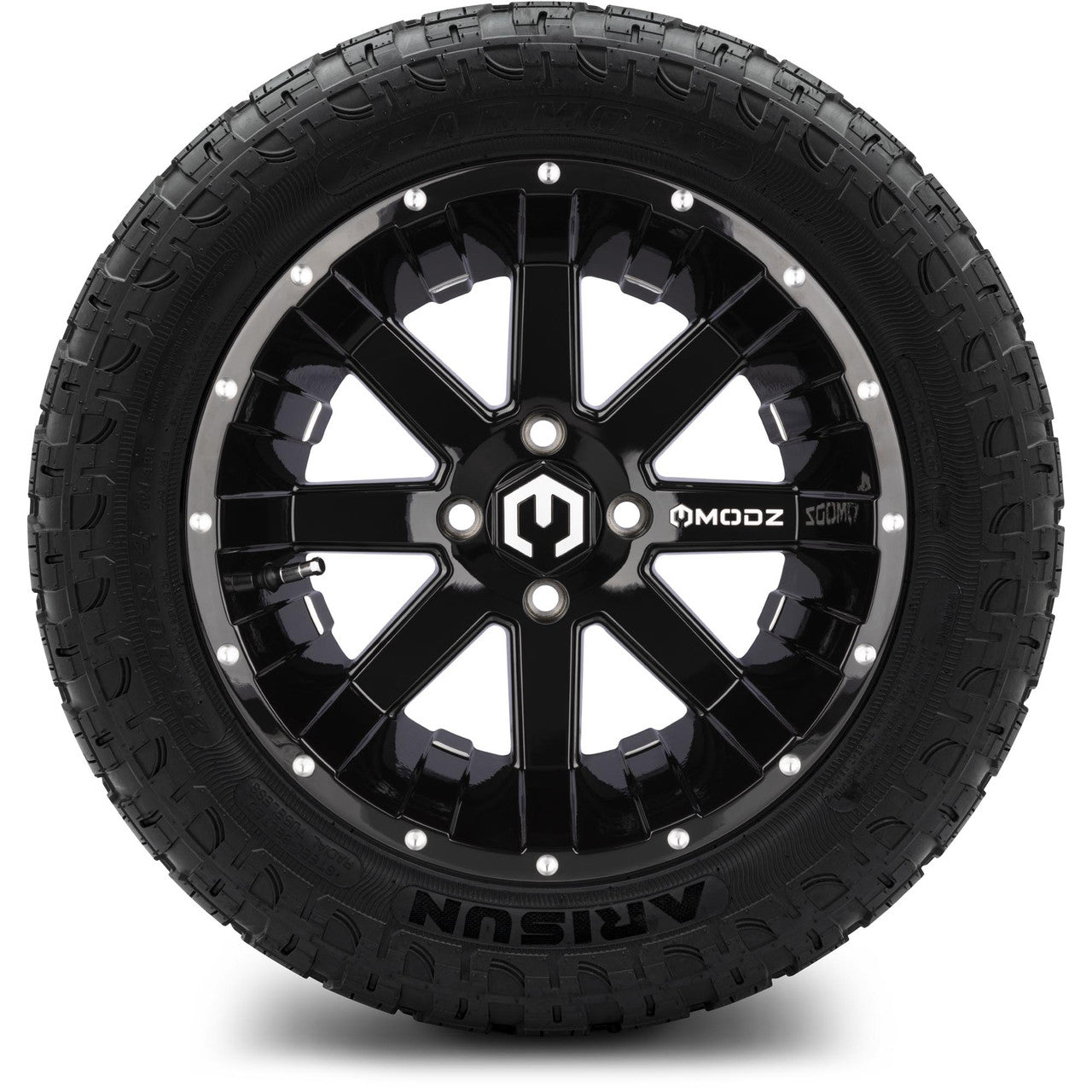 MODZ® 14" Assault Glossy Black Ball Mill - Lifted Tires and Wheels Combo