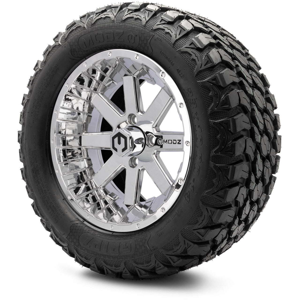 MODZ® 14" Assault Chrome - Lifted Tires and Wheels Combo