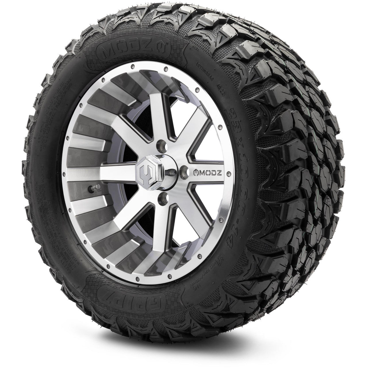 MODZ® 14" Assault Machined Gunmetal - Lifted Tires and Wheels Combo