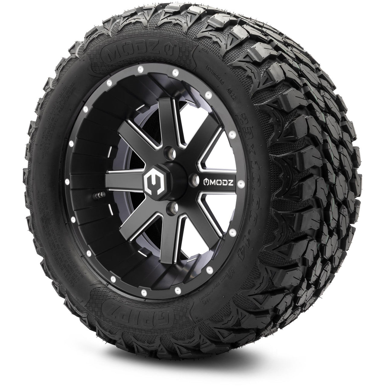 MODZ® 14" Assault Matte Black Ball Mill - Lifted Tires and Wheels Combo