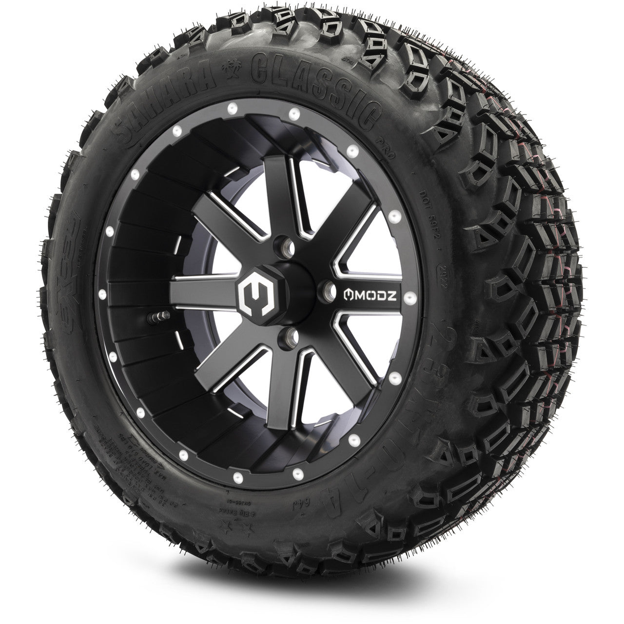 MODZ® 14" Assault Matte Black Ball Mill - Lifted Tires and Wheels Combo