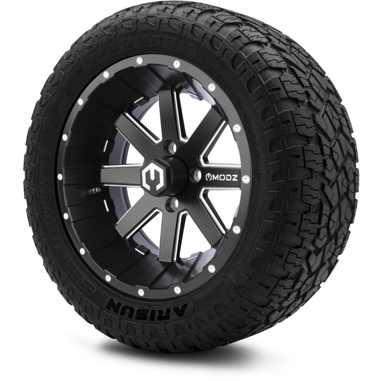 MODZ® 14" Assault Matte Black Ball Mill - Lifted Tires and Wheels Combo