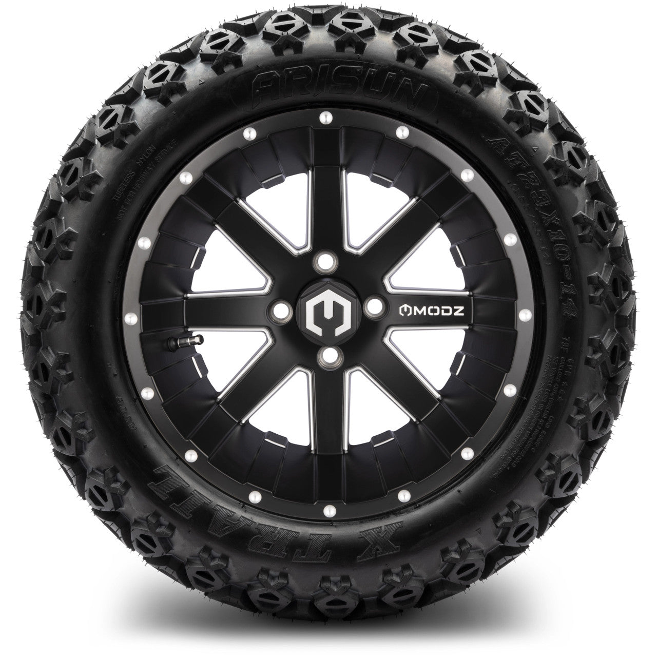 MODZ® 14" Assault Matte Black Ball Mill - Lifted Tires and Wheels Combo