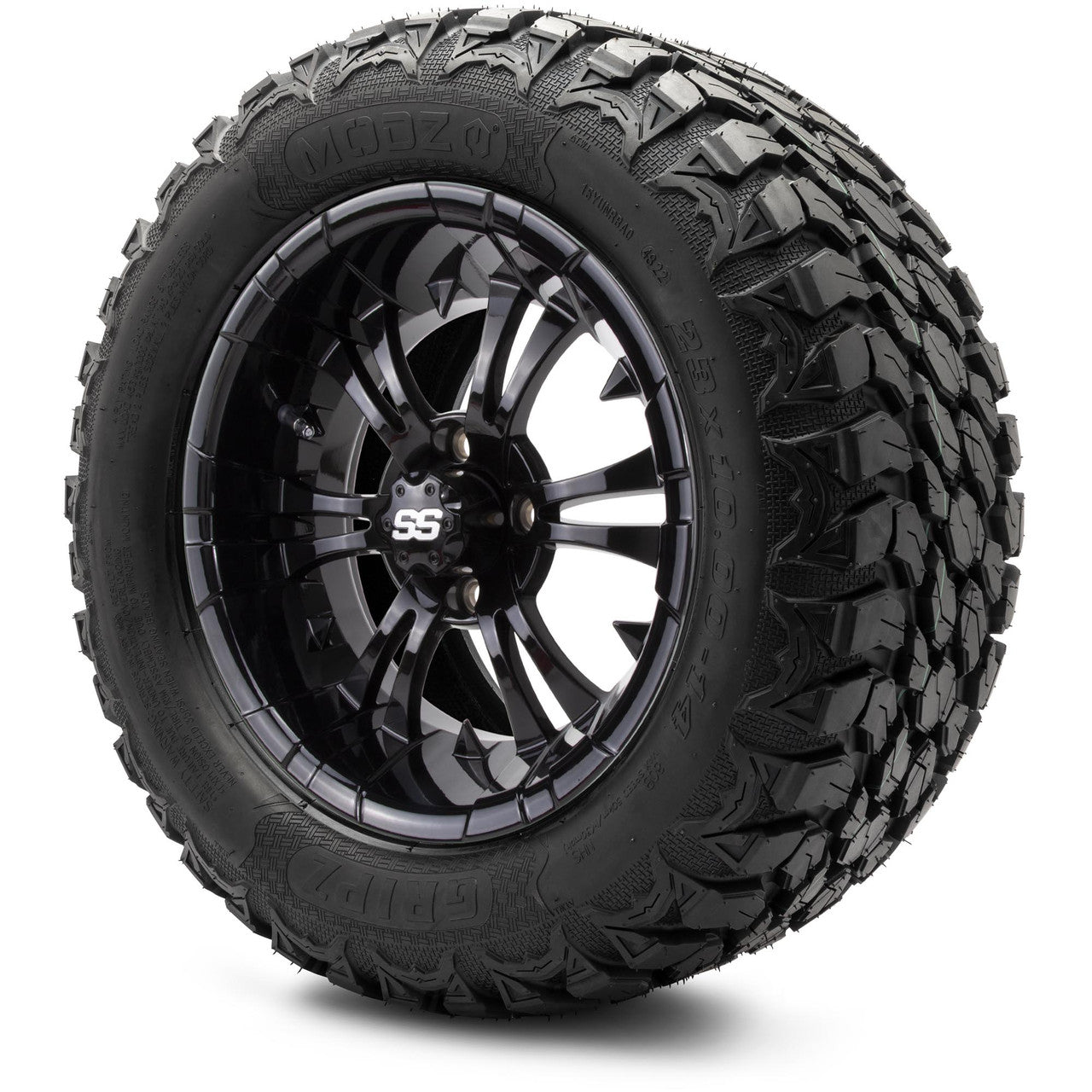 MODZ® 14" Vampire Glossy Black - Lifted Tires and Wheels Combo