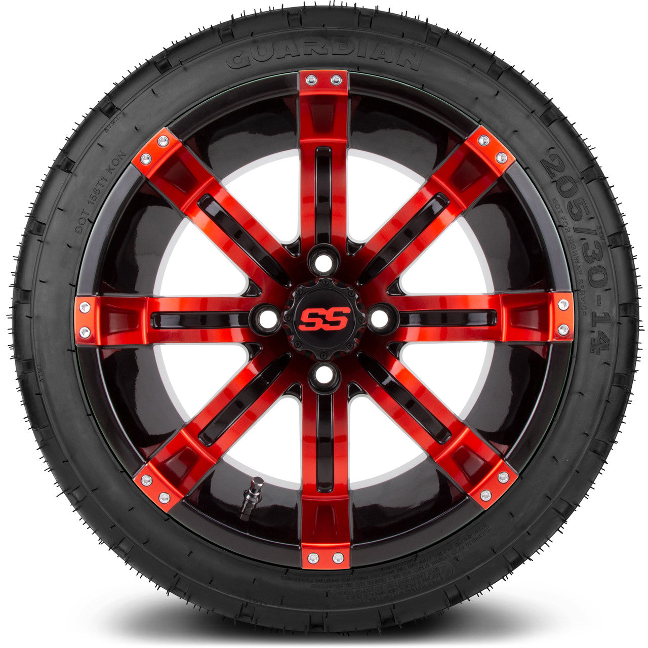 MODZ® 14" Tempest Red and Black - LowPro Tires and Wheels Combo
