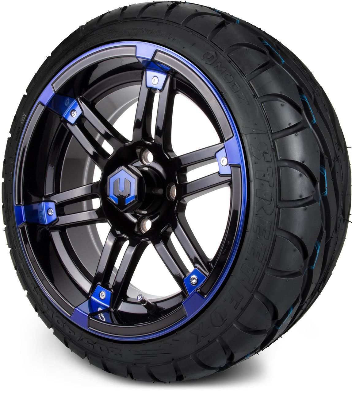 MODZ® 14" Aftershock Blue and Black - Low Profile Tires and Wheels Combo