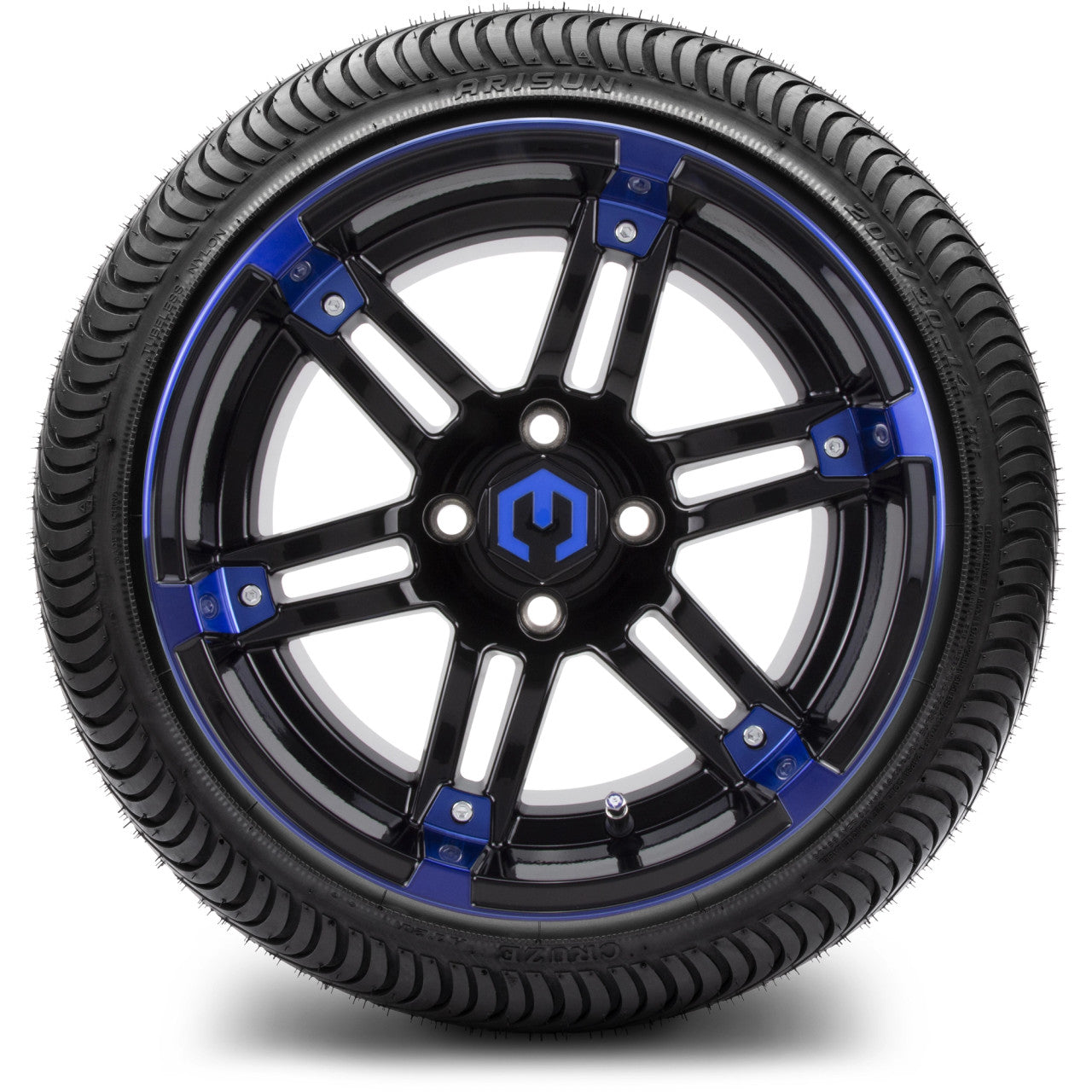MODZ® 14" Aftershock Blue and Black - Low Profile Tires and Wheels Combo