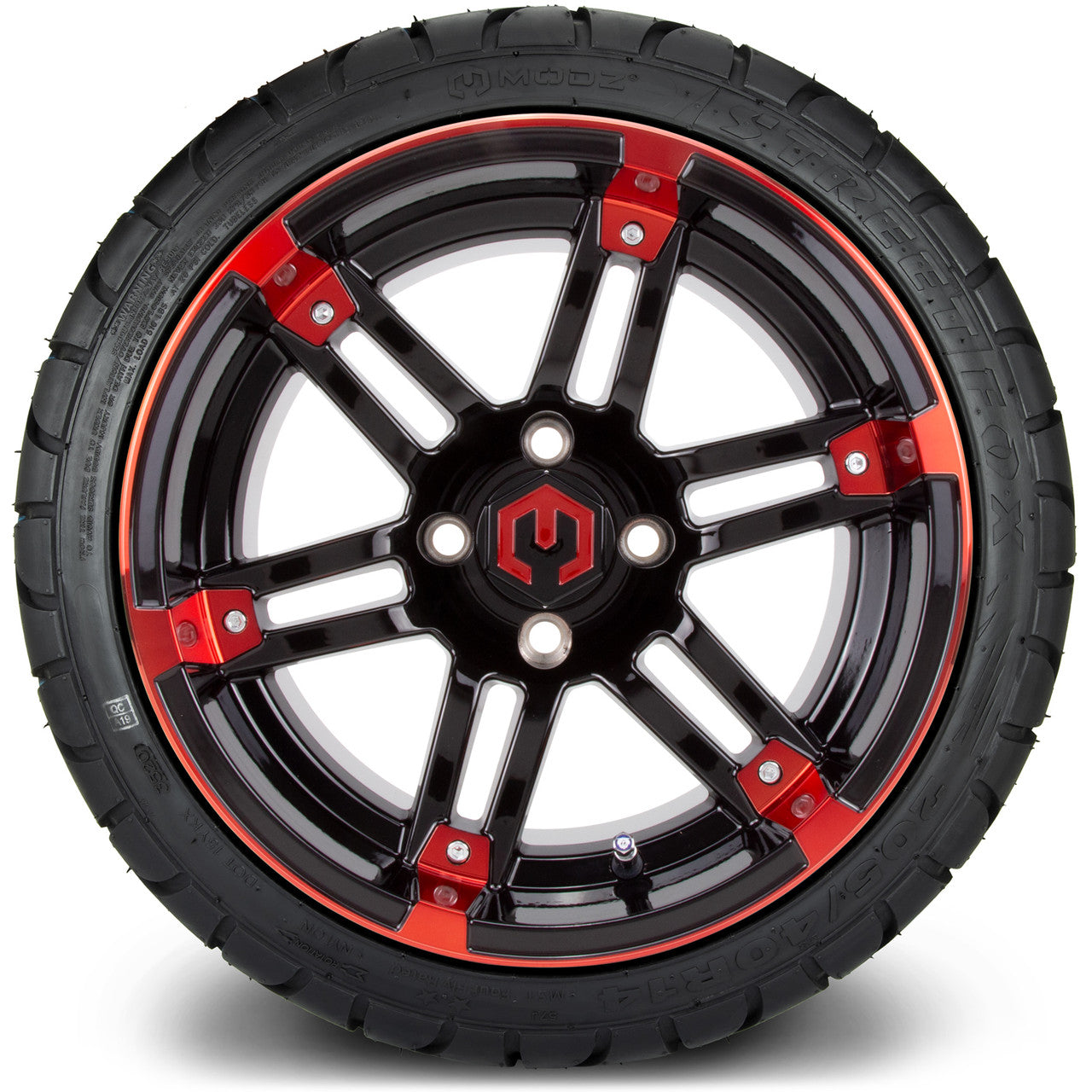 MODZ® 14" Aftershock Red and Black - Low Profile Tires and Wheels Combo