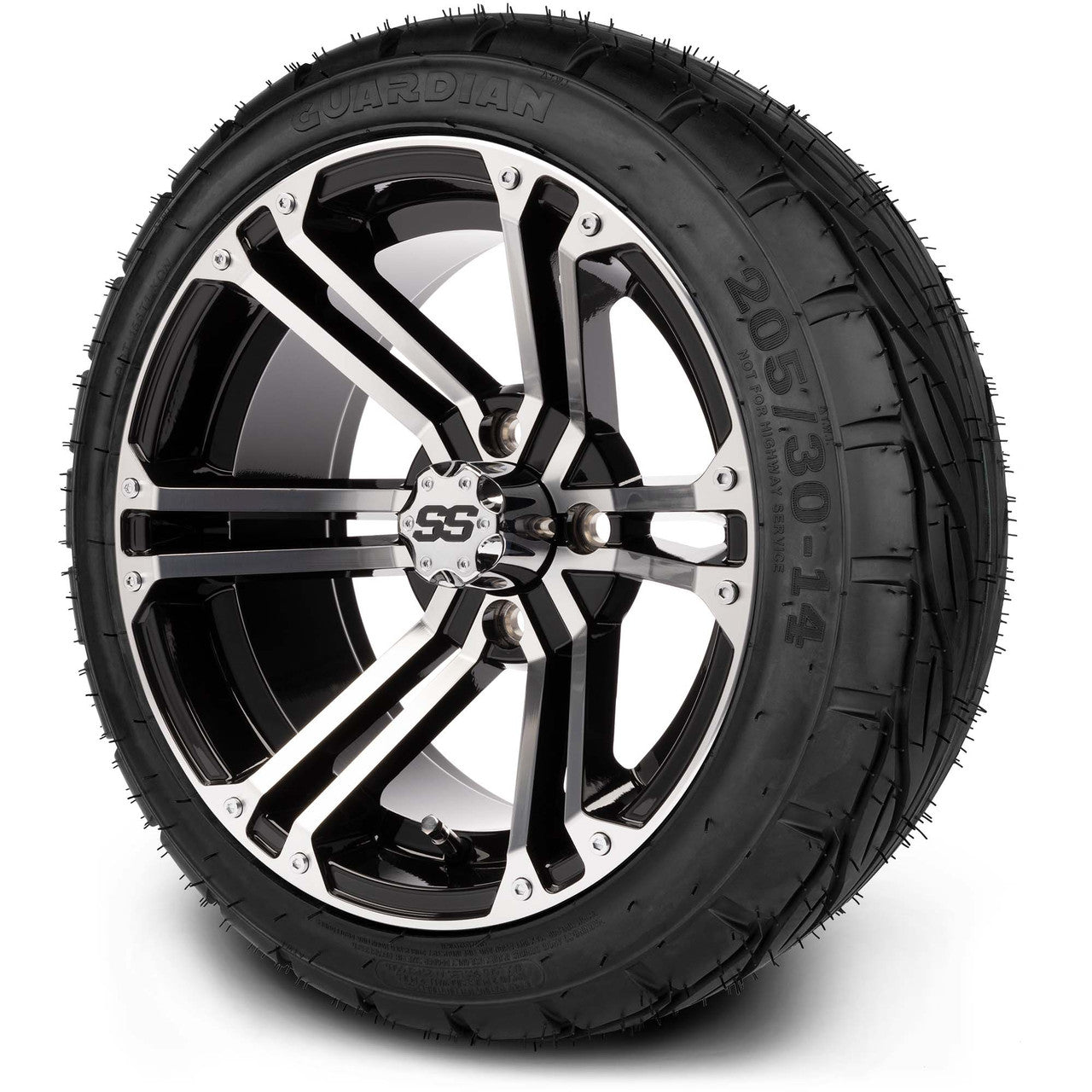 MODZ® 14" Enforcer Machined Black - Low Profile Tires and Wheels Combo