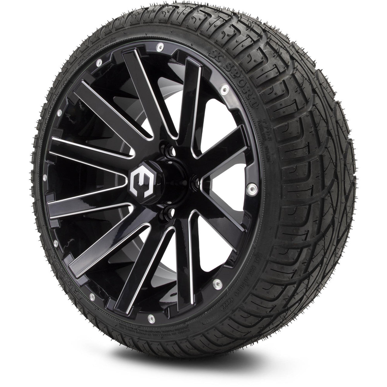 MODZ® 14" Mauler Glossy Black Ball Mill - LowPro Street Tire and Wheels Combo