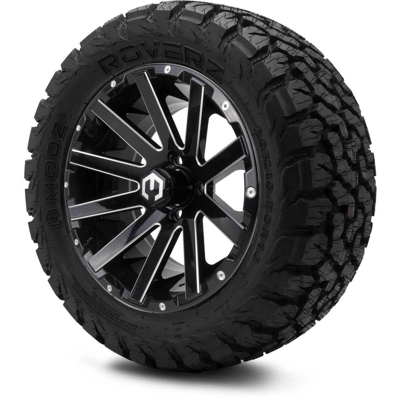 MODZ® 14" Mauler Glossy Black Ball Mill - Lifted Tires and Wheels Combo