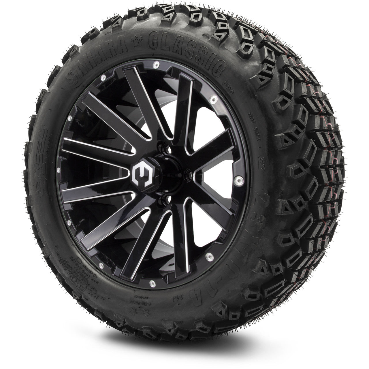 MODZ® 14" Mauler Glossy Black Ball Mill - Lifted Tires and Wheels Combo