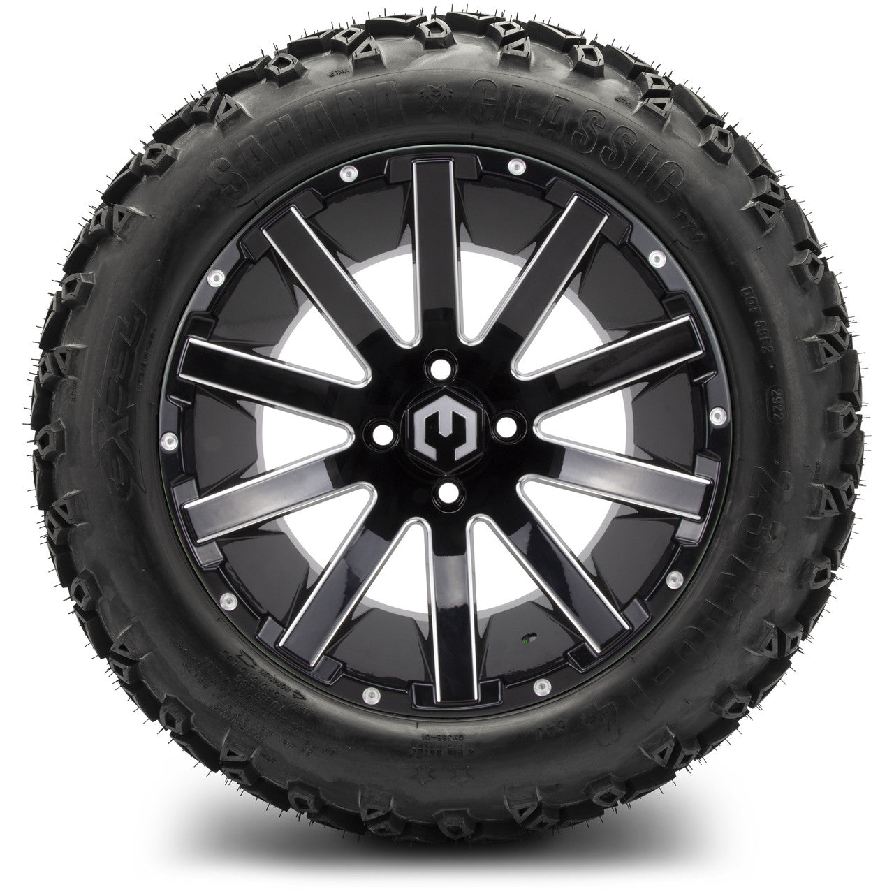 MODZ® 14" Mauler Glossy Black Ball Mill - Lifted Tires and Wheels Combo