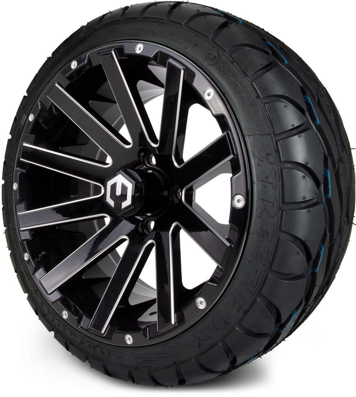MODZ® 14" Mauler Glossy Black Ball Mill - LowPro Street Tire and Wheels Combo