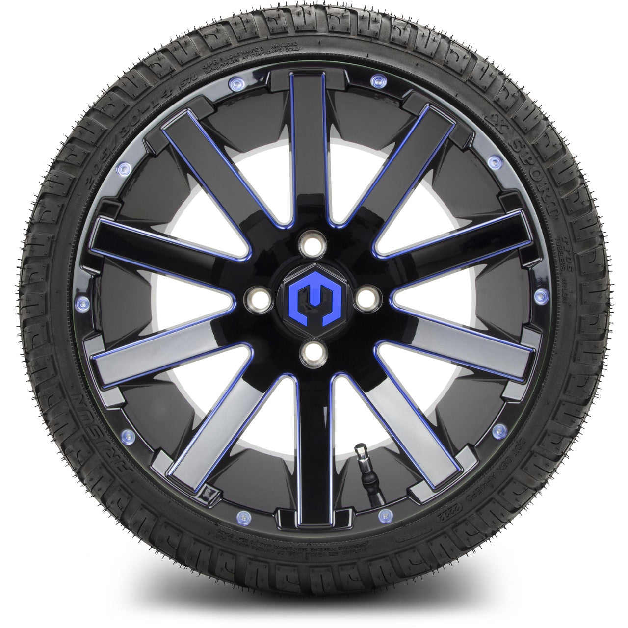 MODZ® 14" Mauler Black Ball Mill with Blue - LowPro Street Tire and Wheels Combo