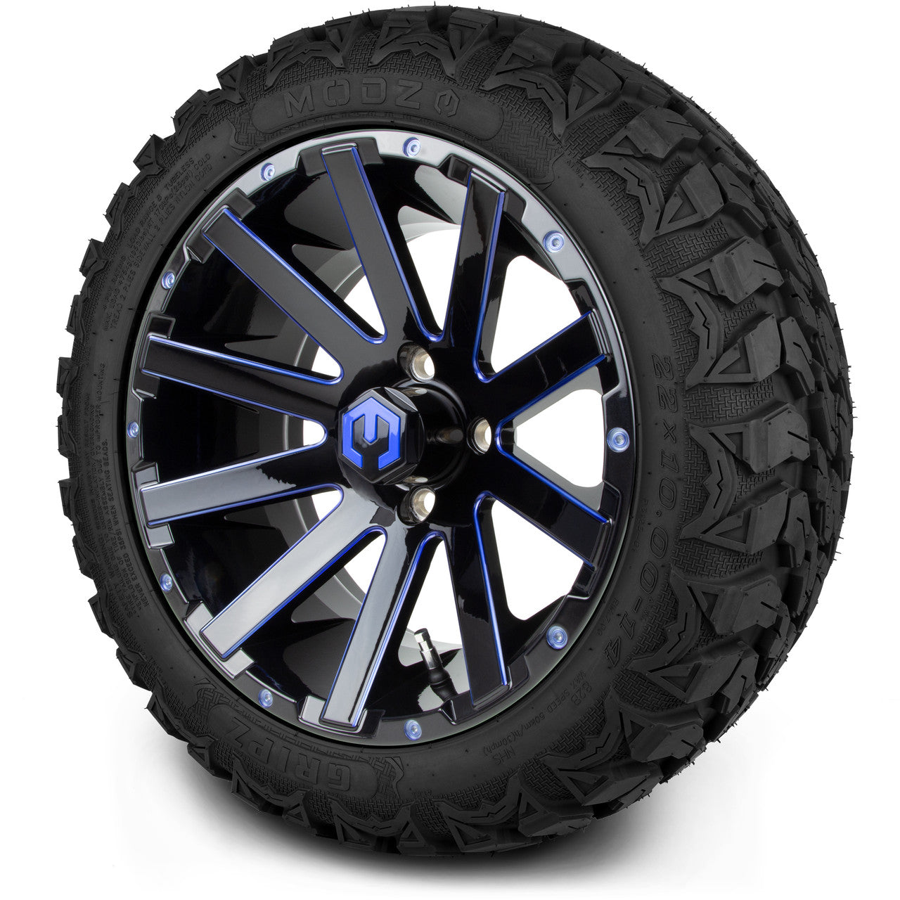 MODZ® 14" Mauler Blue and Black Ball Mill - Lifted Tires and Wheels Combo