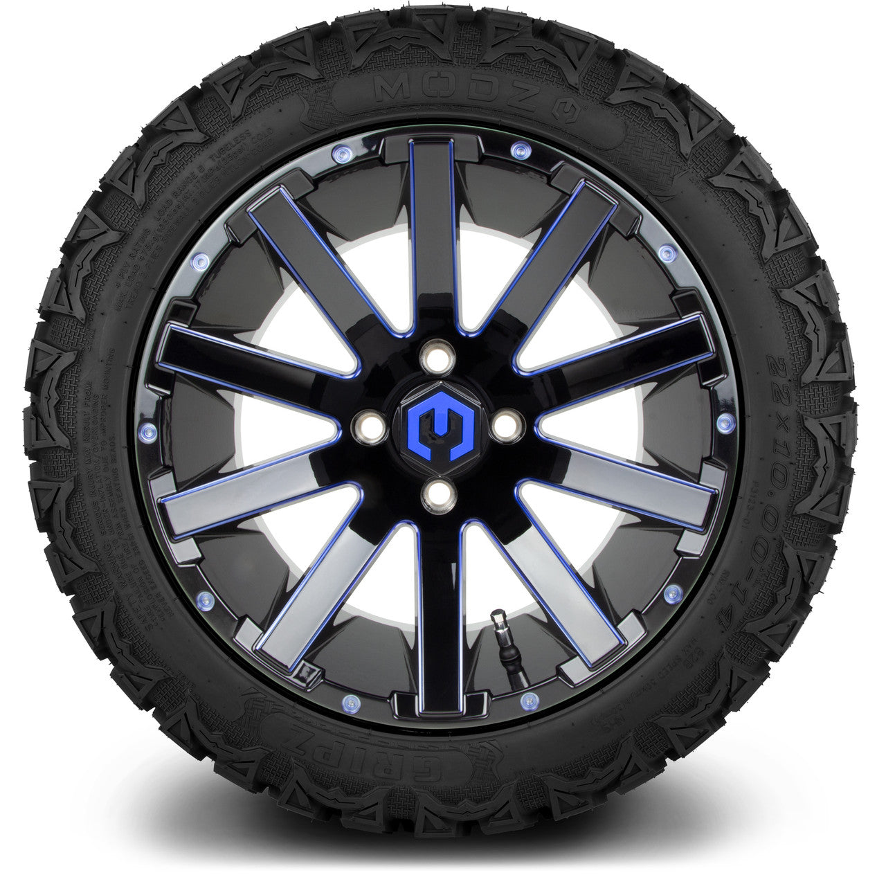 MODZ® 14" Mauler Blue and Black Ball Mill - Lifted Tires and Wheels Combo