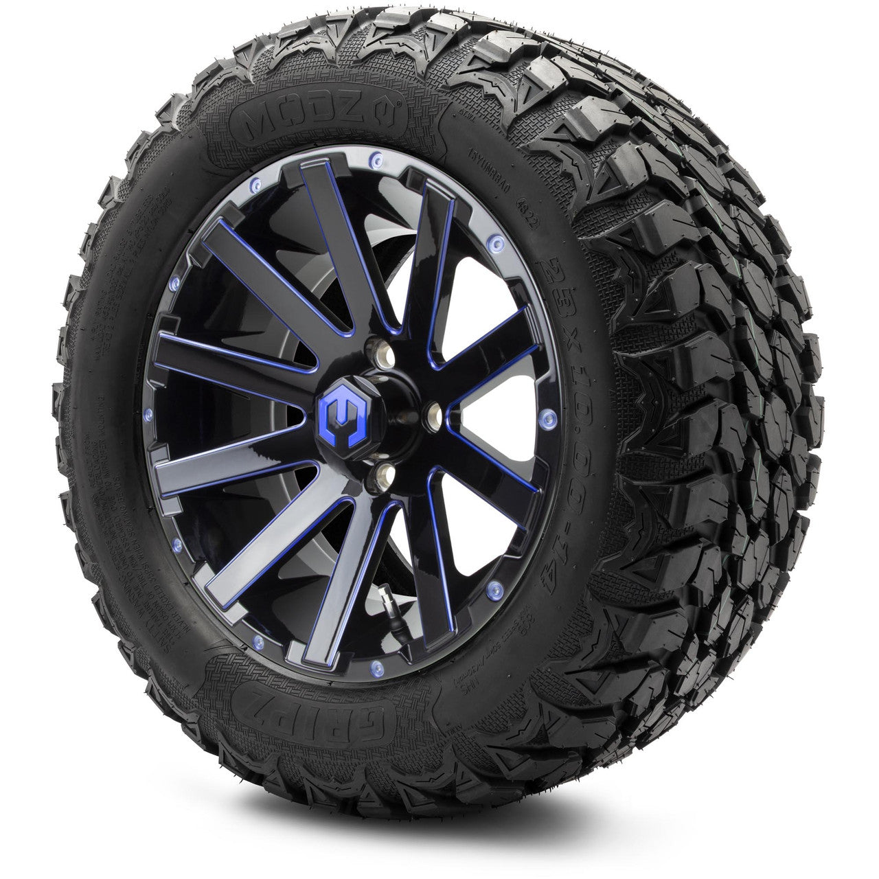 MODZ® 14" Mauler Blue and Black Ball Mill - Lifted Tires and Wheels Combo