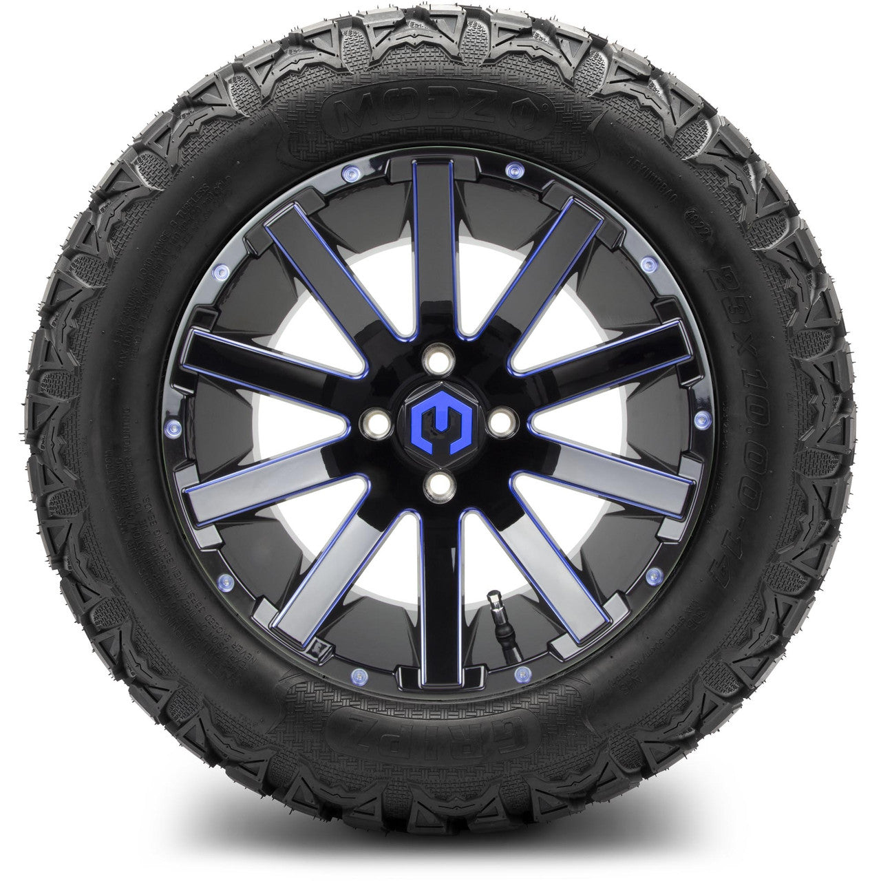 MODZ® 14" Mauler Blue and Black Ball Mill - Lifted Tires and Wheels Combo