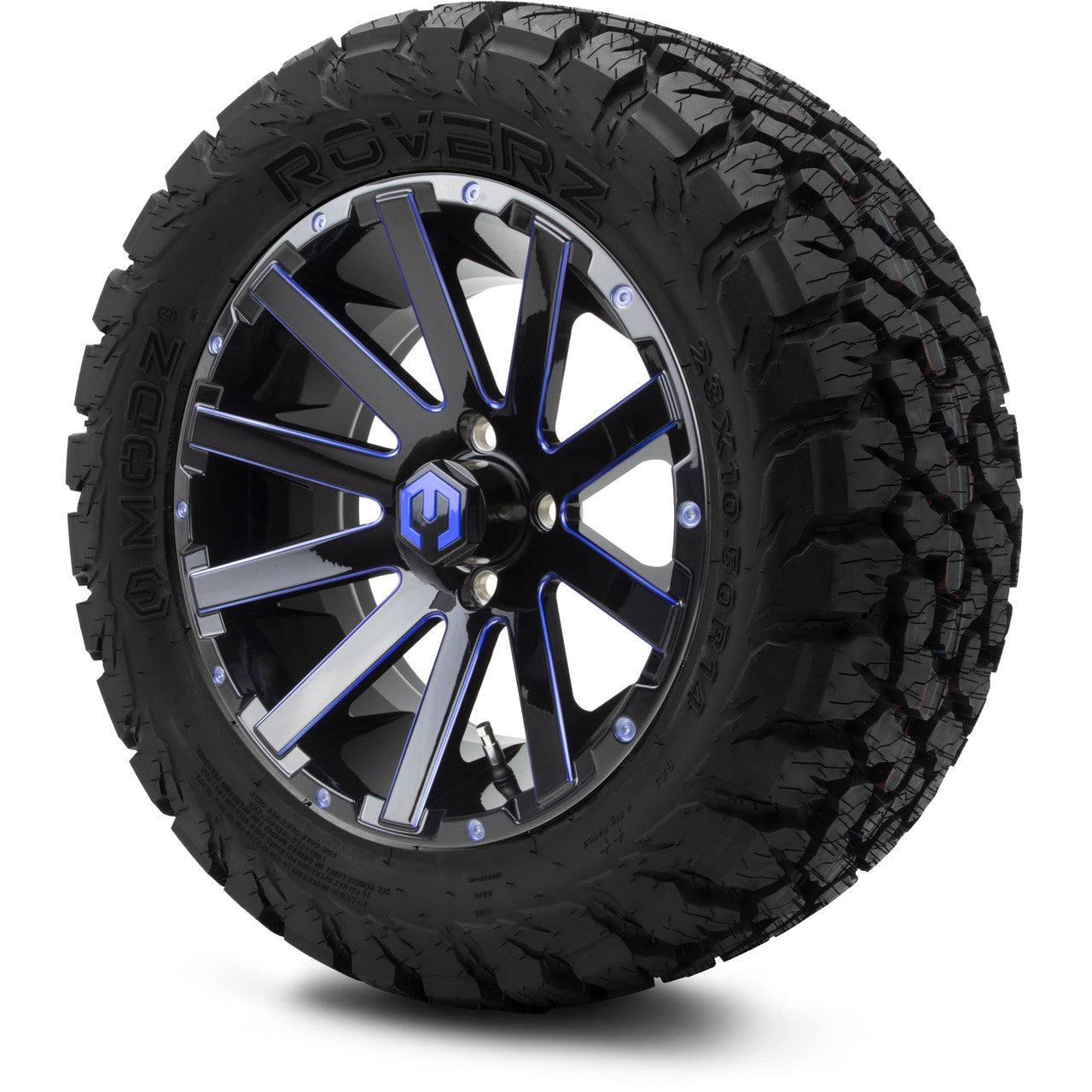 MODZ® 14" Mauler Blue and Black Ball Mill - Lifted Tires and Wheels Combo