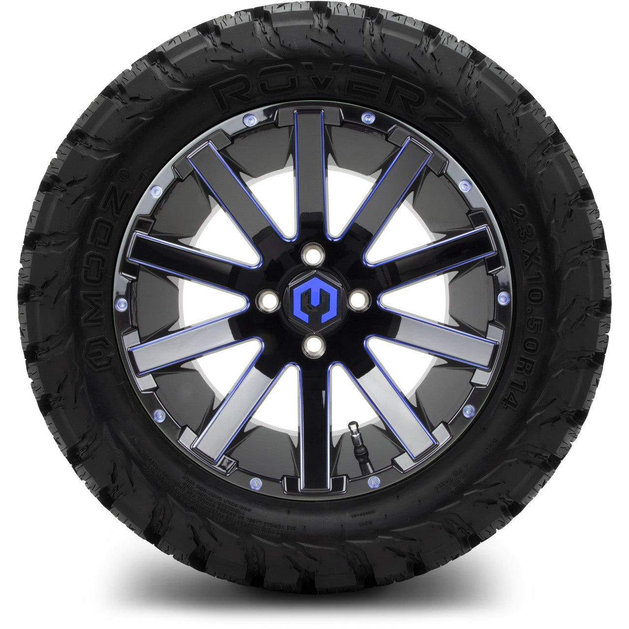 MODZ® 14" Mauler Blue and Black Ball Mill - Lifted Tires and Wheels Combo