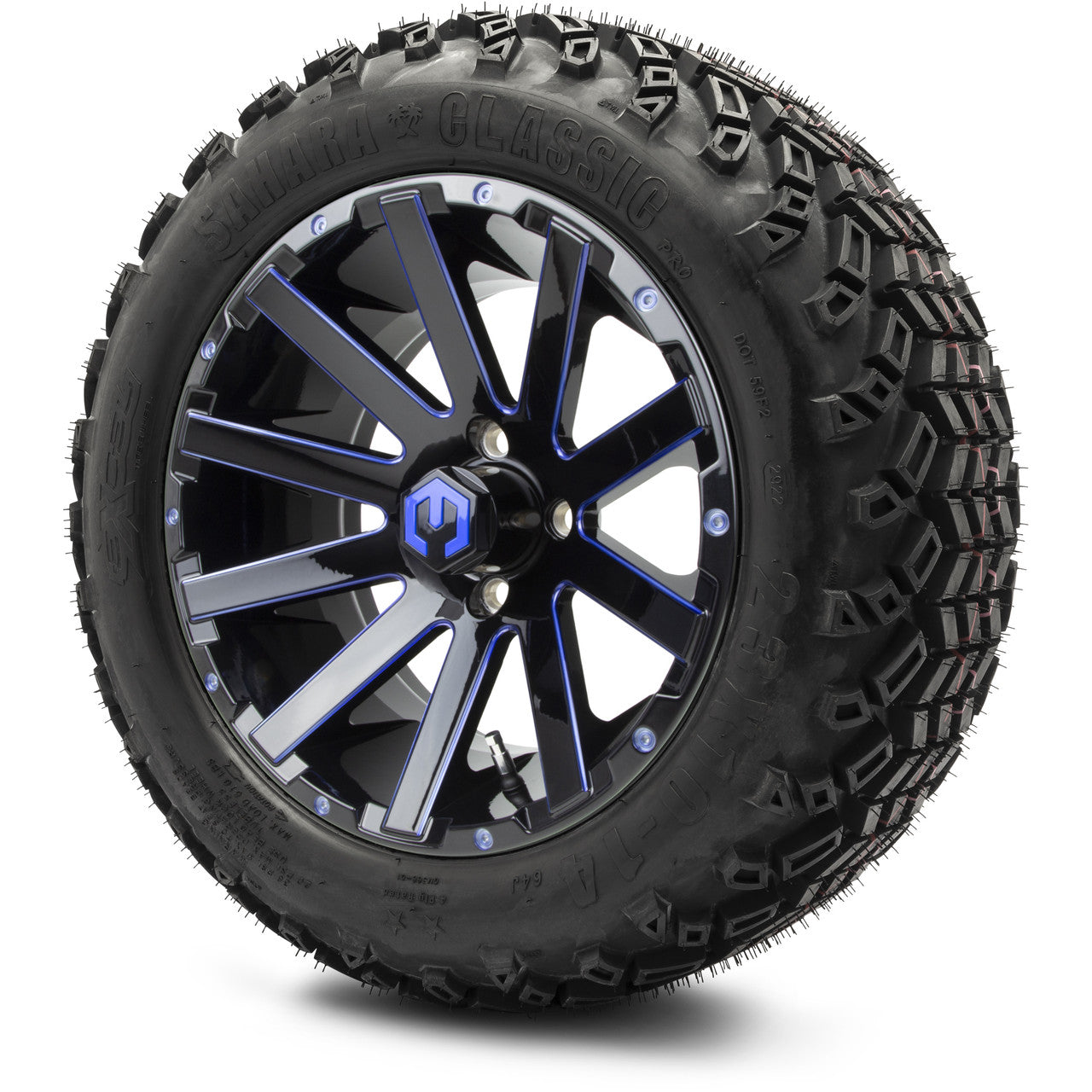 MODZ® 14" Mauler Blue and Black Ball Mill - Lifted Tires and Wheels Combo