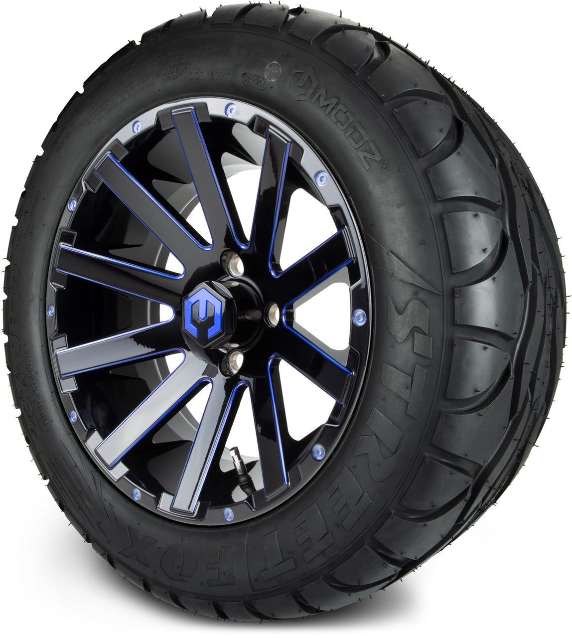 MODZ® 14" Mauler Blue and Black Ball Mill - Lifted Tires and Wheels Combo