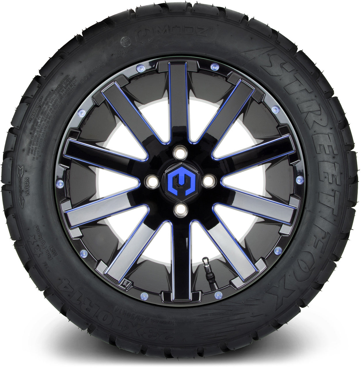 MODZ® 14" Mauler Blue and Black Ball Mill - Lifted Tires and Wheels Combo