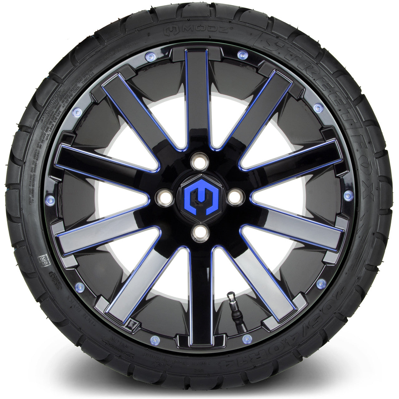 MODZ® 14" Mauler Black Ball Mill with Blue - LowPro Street Tire and Wheels Combo