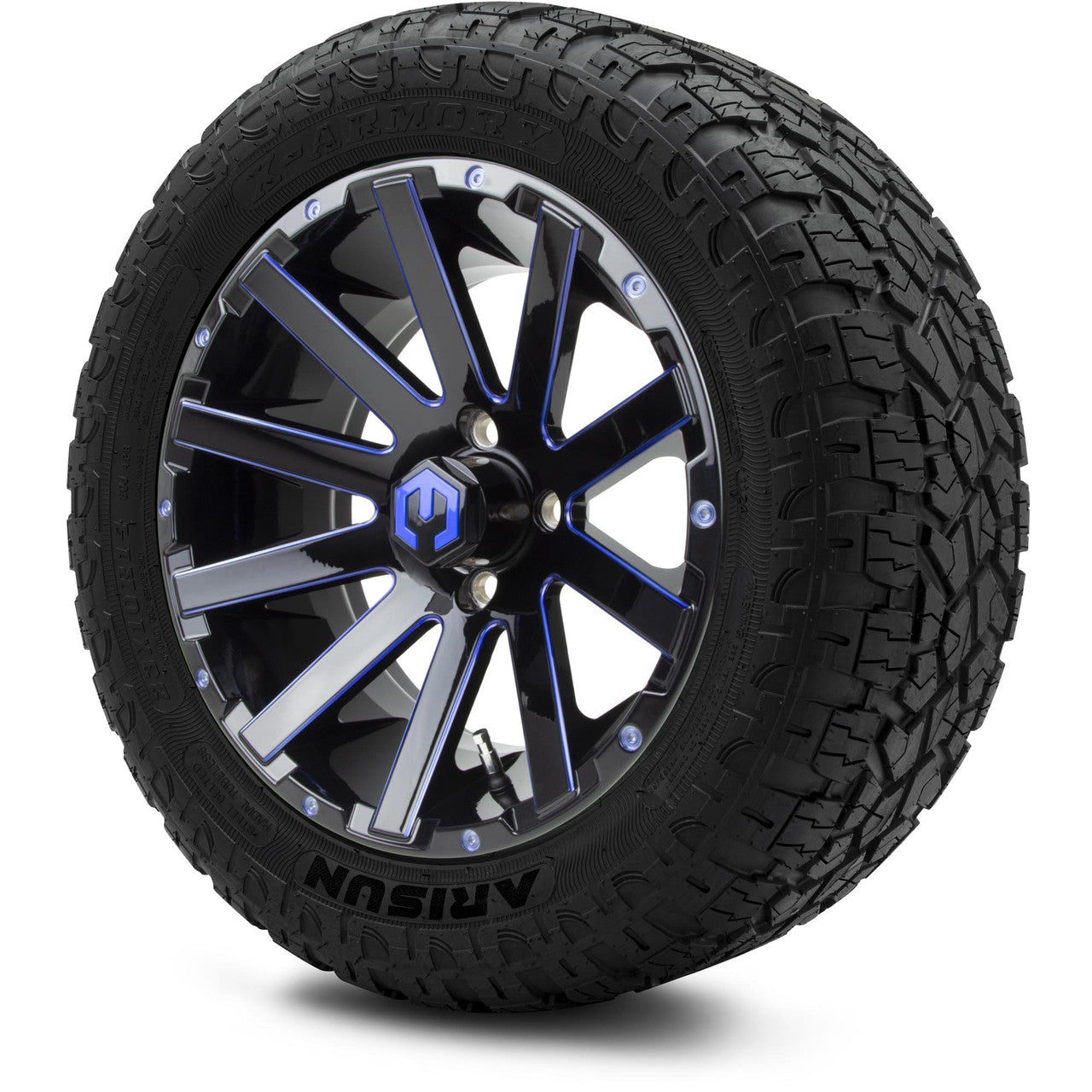 MODZ® 14" Mauler Blue and Black Ball Mill - Lifted Tires and Wheels Combo